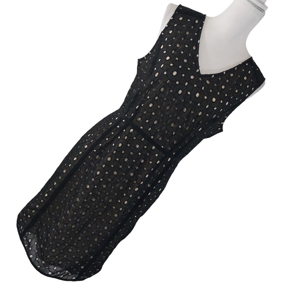 The Limited Black Midi Dress with Beige Polka Dot Lining
